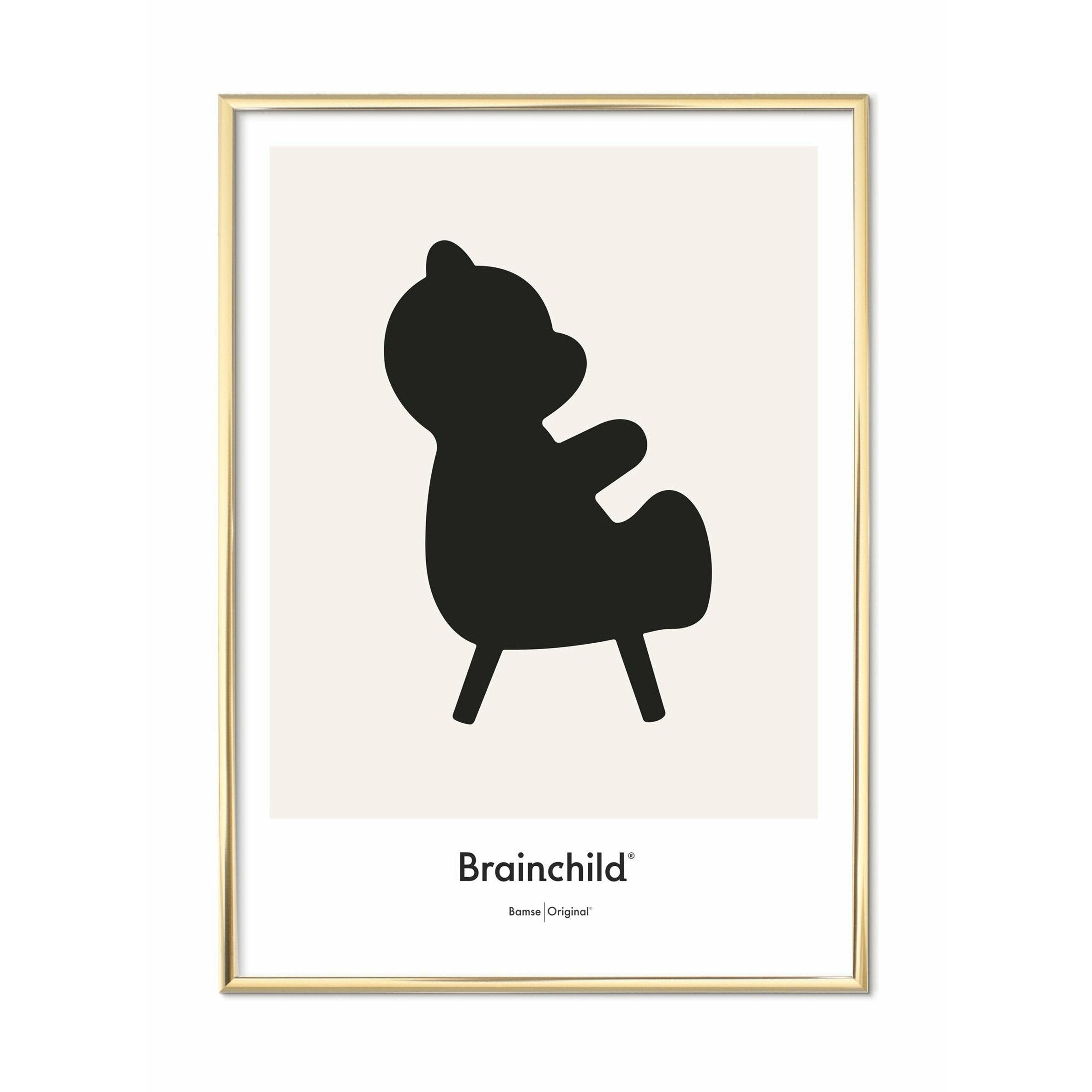 [product_category]-Brainchild Teddy Bear Design Icon Poster, Brass Frame 70 X100 Cm, Grey-Brainchild-IG-71004-D-BRA-1