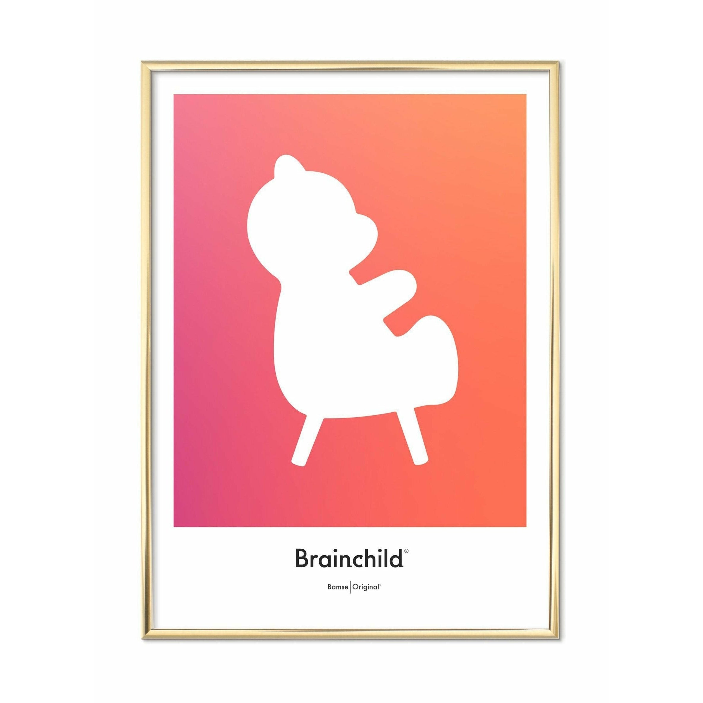 [product_category]-Brainchild Teddy Bear Design Icon Poster, Brass Frame A5, Orange-Brainchild-IF-71001-D-BRA-1
