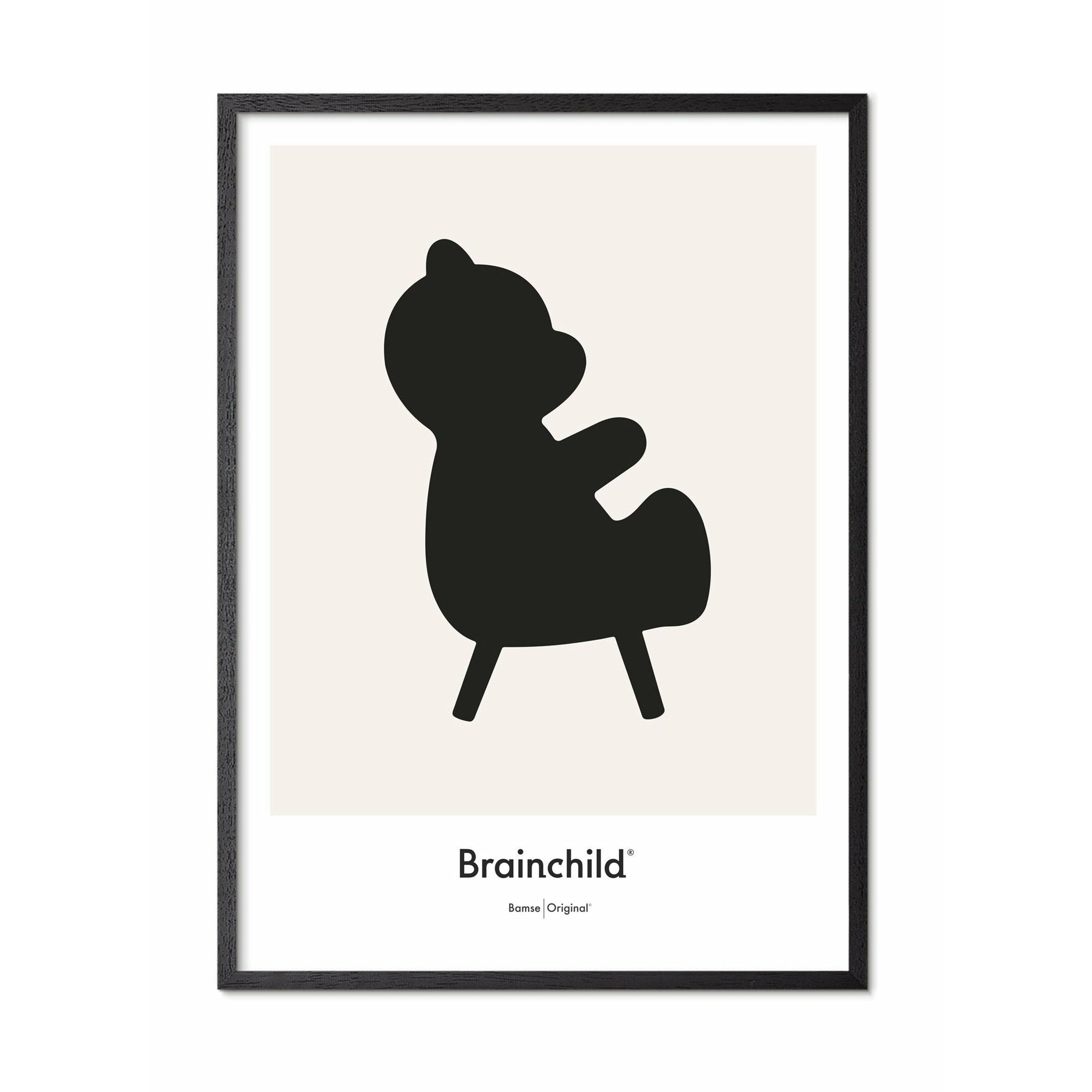 [product_category]-Brainchild Teddy Bear Design Icon Poster, Frame Made Of Black Lacquered Wood A5, Grey-Brainchild-IG-71001-C-BRA-1