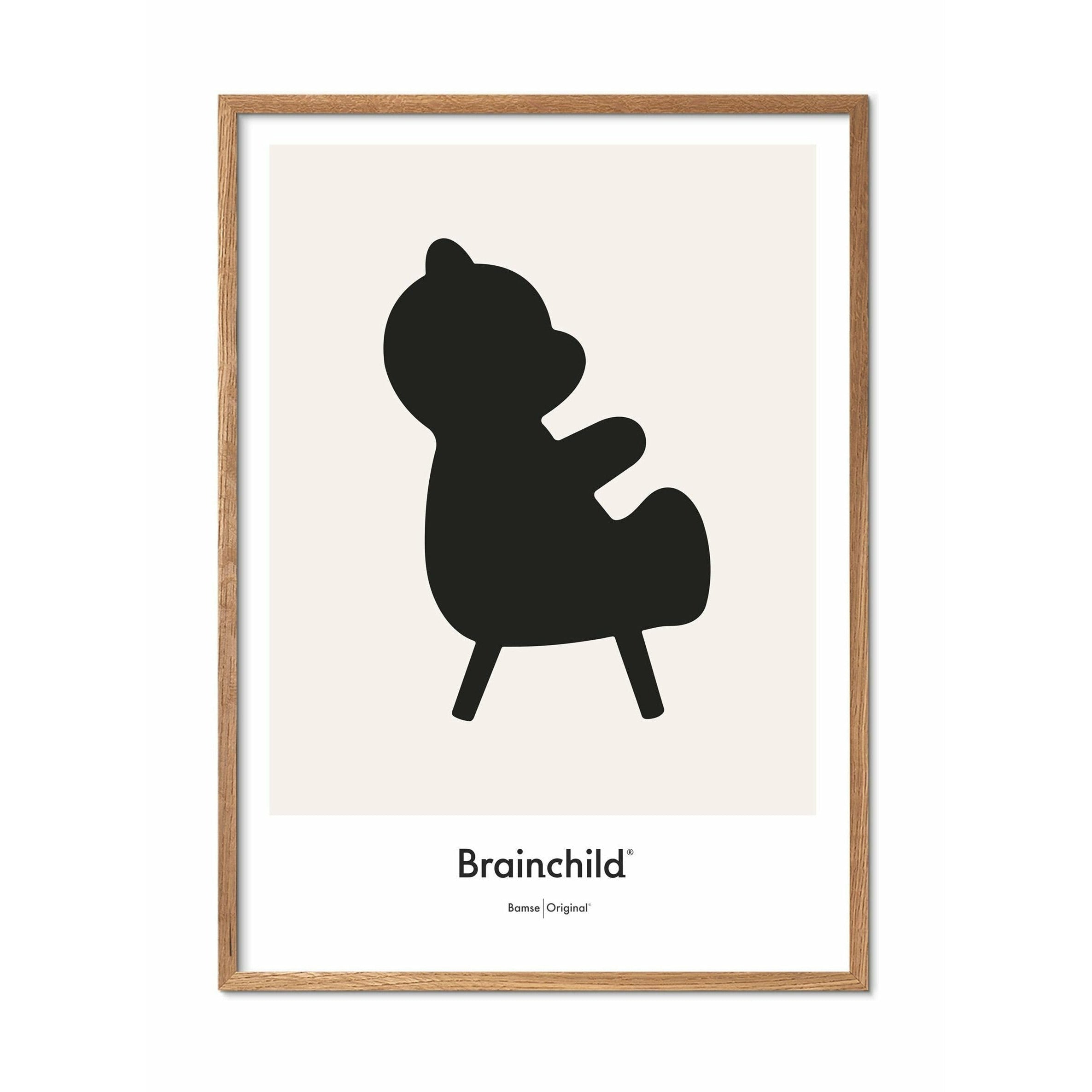 [product_category]-Brainchild Teddy Bear Design Icon Poster, Frame Made Of Light Wood 30x40 Cm, Grey-Brainchild-IG-71002-A-BRA-1