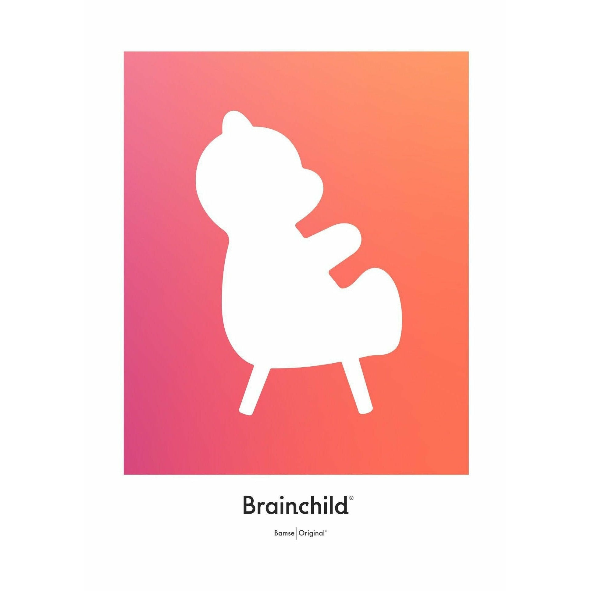 [product_category]-Brainchild Teddy Bear Design Icon Poster Without Frame 30 X40 Cm, Orange-Brainchild-IF-71002-BRA-1
