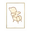  Teddy Bear Line Poster Brass Colored Frame 70 X100 Cm White Background