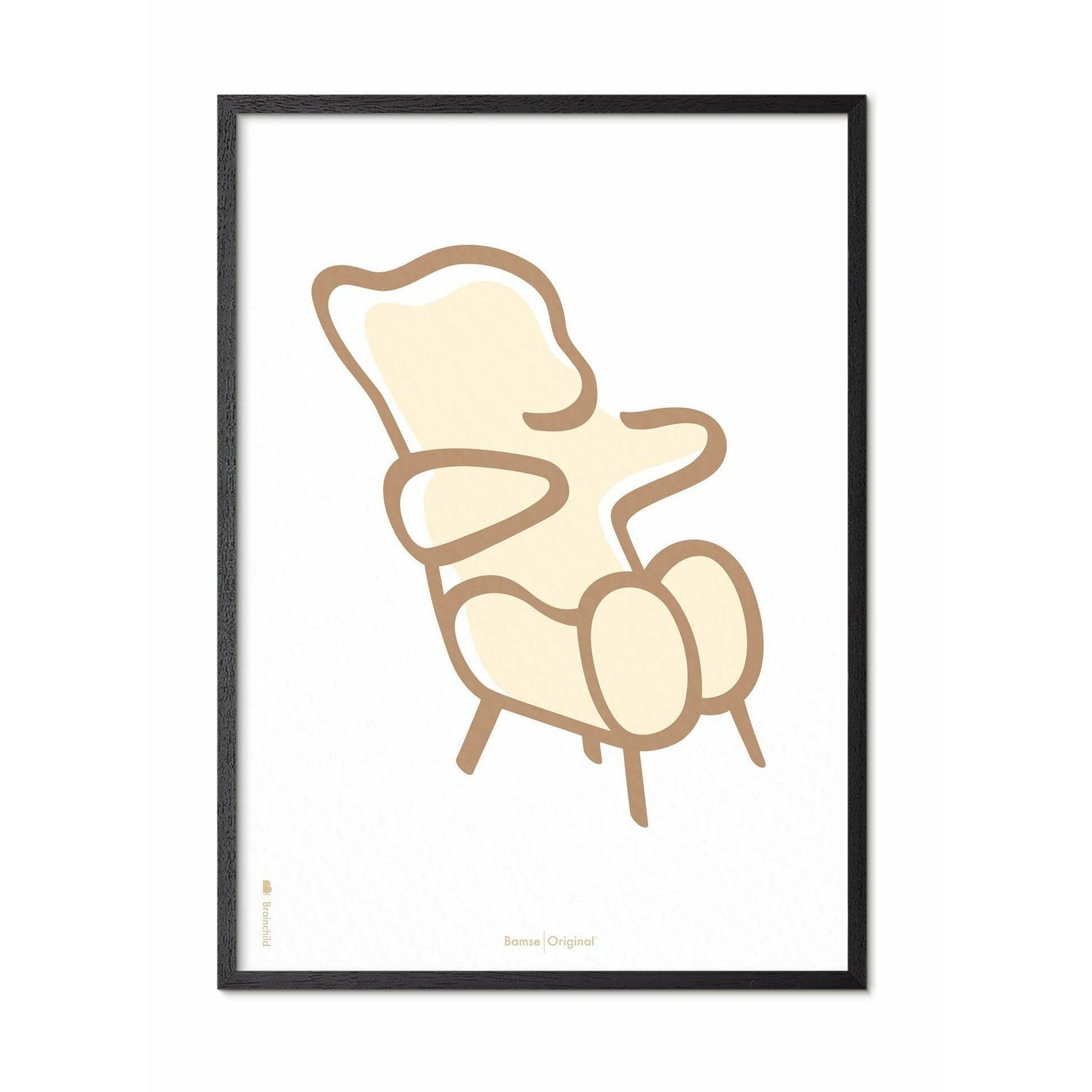 [product_category]-Brainchild Teddy Bear Line Poster, Frame In Black Lacquered Wood 50x70 Cm, White Background-Brainchild-SH-71003-C-BRA-1
