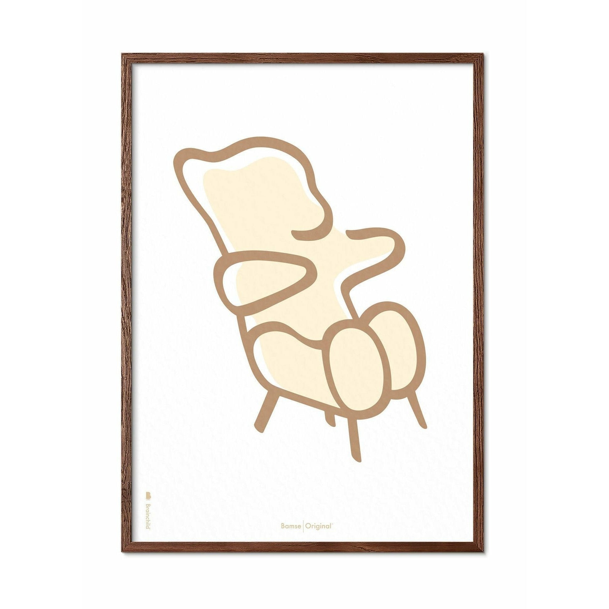 [product_category]-Brainchild Teddy Bear Line Poster, Frame Made Of Dark Wood 70x100 Cm, White Background-Brainchild-SH-71004-B-BRA-1