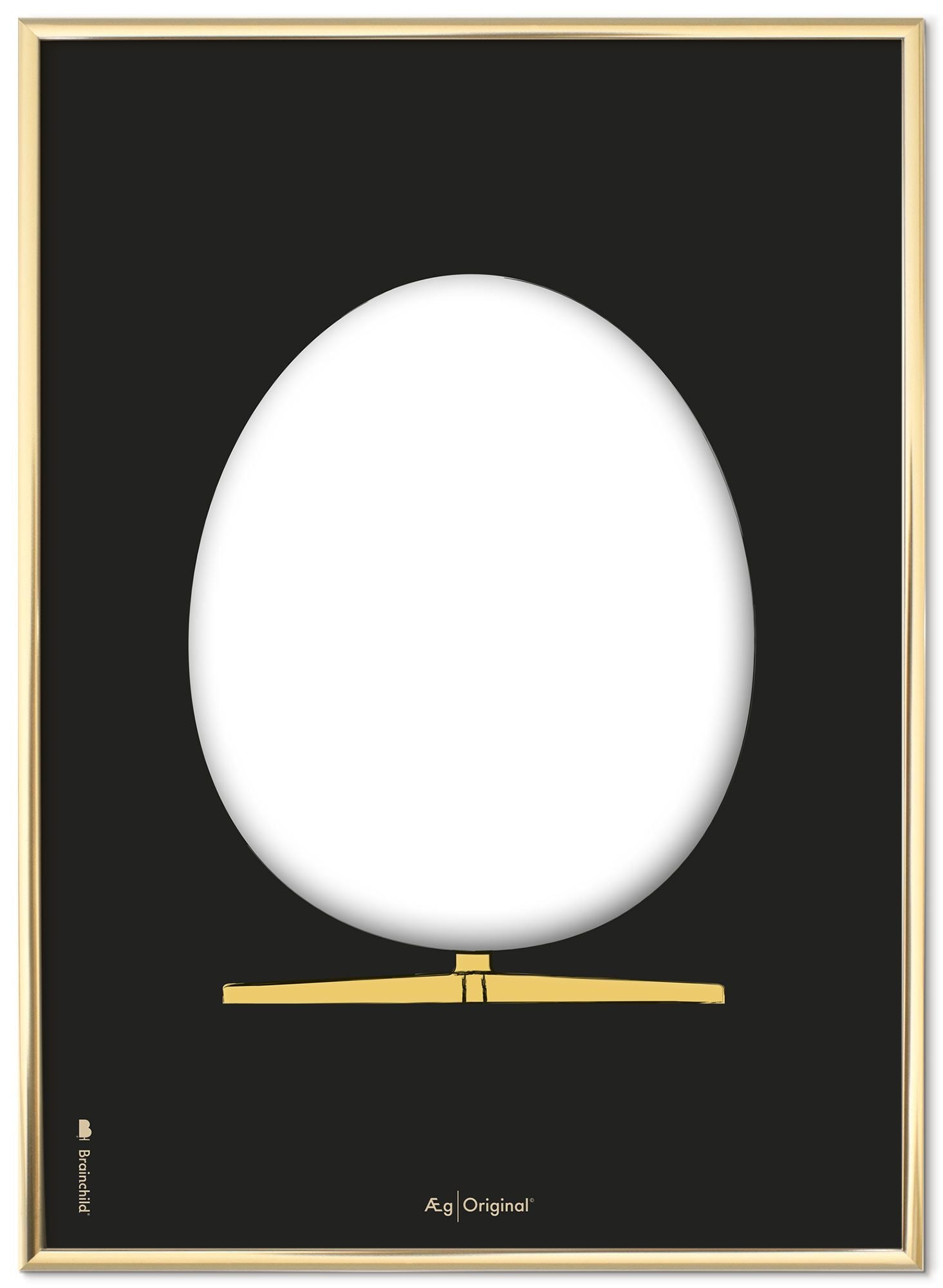 [product_category]-Brainchild The Egg Design Sketch Poster Frame Made Of Brass Colored Metal 30x40 Cm, Black Background-Brainchild-S-130002-D-BRA-1