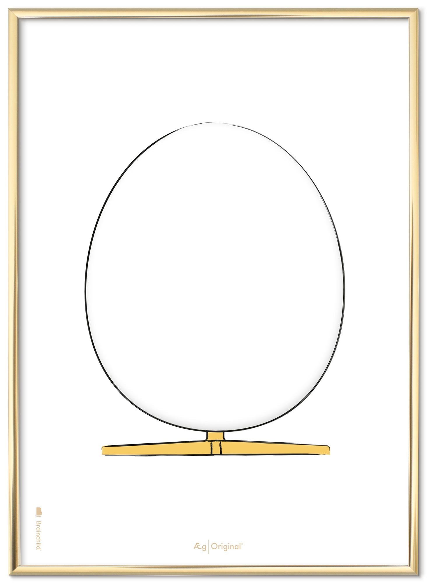 [product_category]-Brainchild The Egg Design Sketch Poster Frame Made Of Brass Colored Metal 70x100 Cm, White Background-Brainchild-S-11004-D-BRA-1