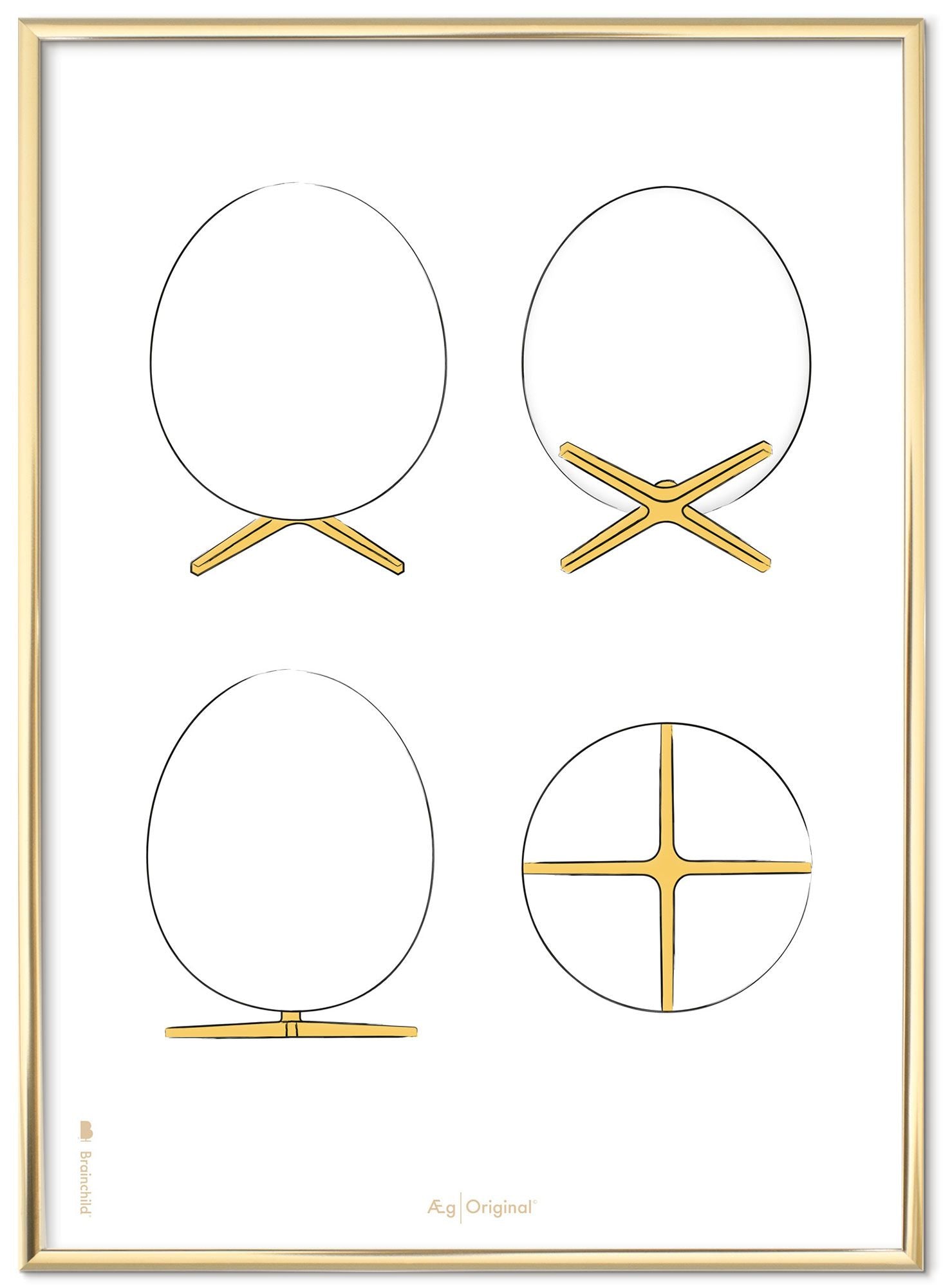 [product_category]-Brainchild The Egg Design Sketches Poster Frame Made Of Brass Colored Metal A5, White Background-Brainchild-S-12001-D-BRA-1