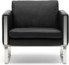  Ch101 Lounge Chair Stainless Steel Black Leather (Thor 301)