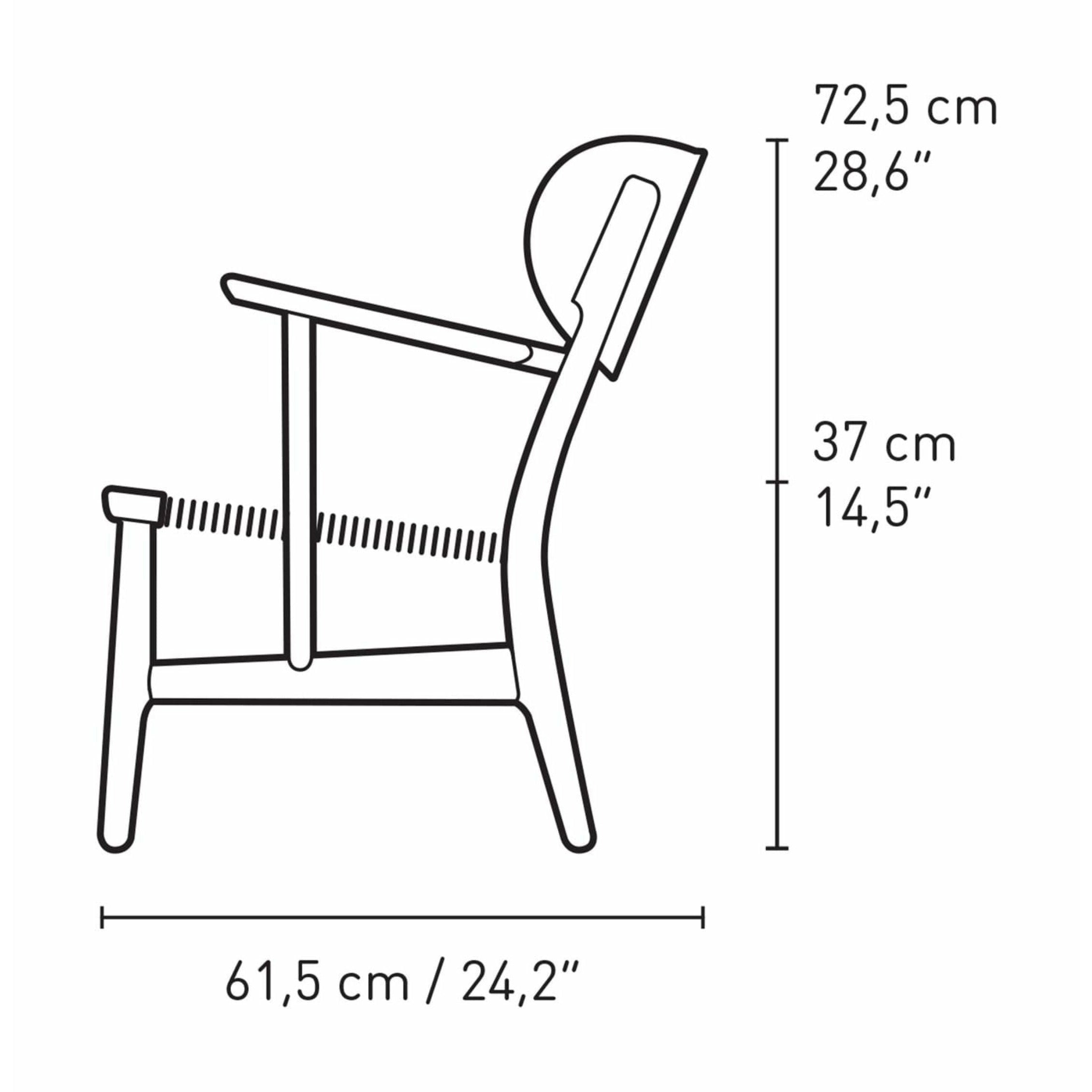 Carl Hansen CH22 Lounge stol eg, skiferbrun/naturlig kurv