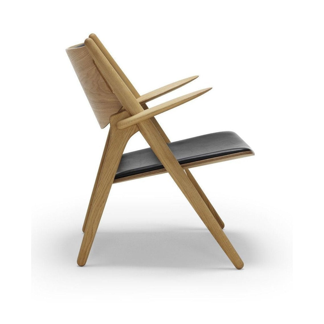 [product_category]-Carl Hansen Ch28 P Armchair, Oiled Oak/Black Leather-Carl Hansen-CH28P-sif98-oiledoak-CAR-2