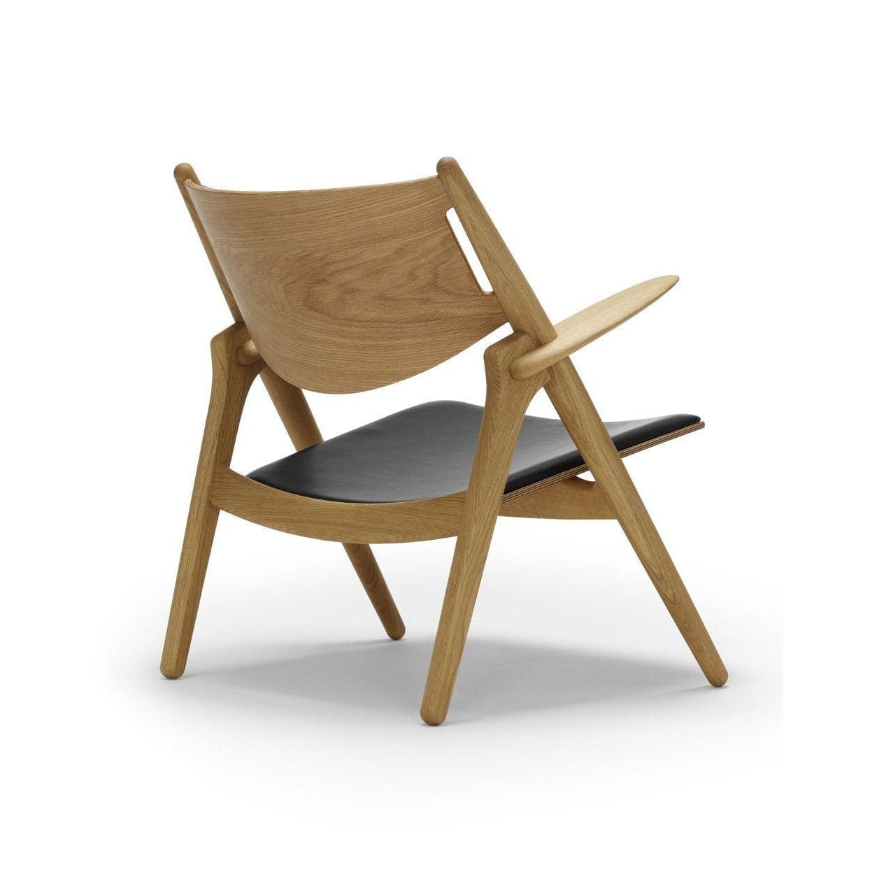 [product_category]-Carl Hansen Ch28 P Armchair, Oiled Oak/Black Leather-Carl Hansen-CH28P-sif98-oiledoak-CAR-3