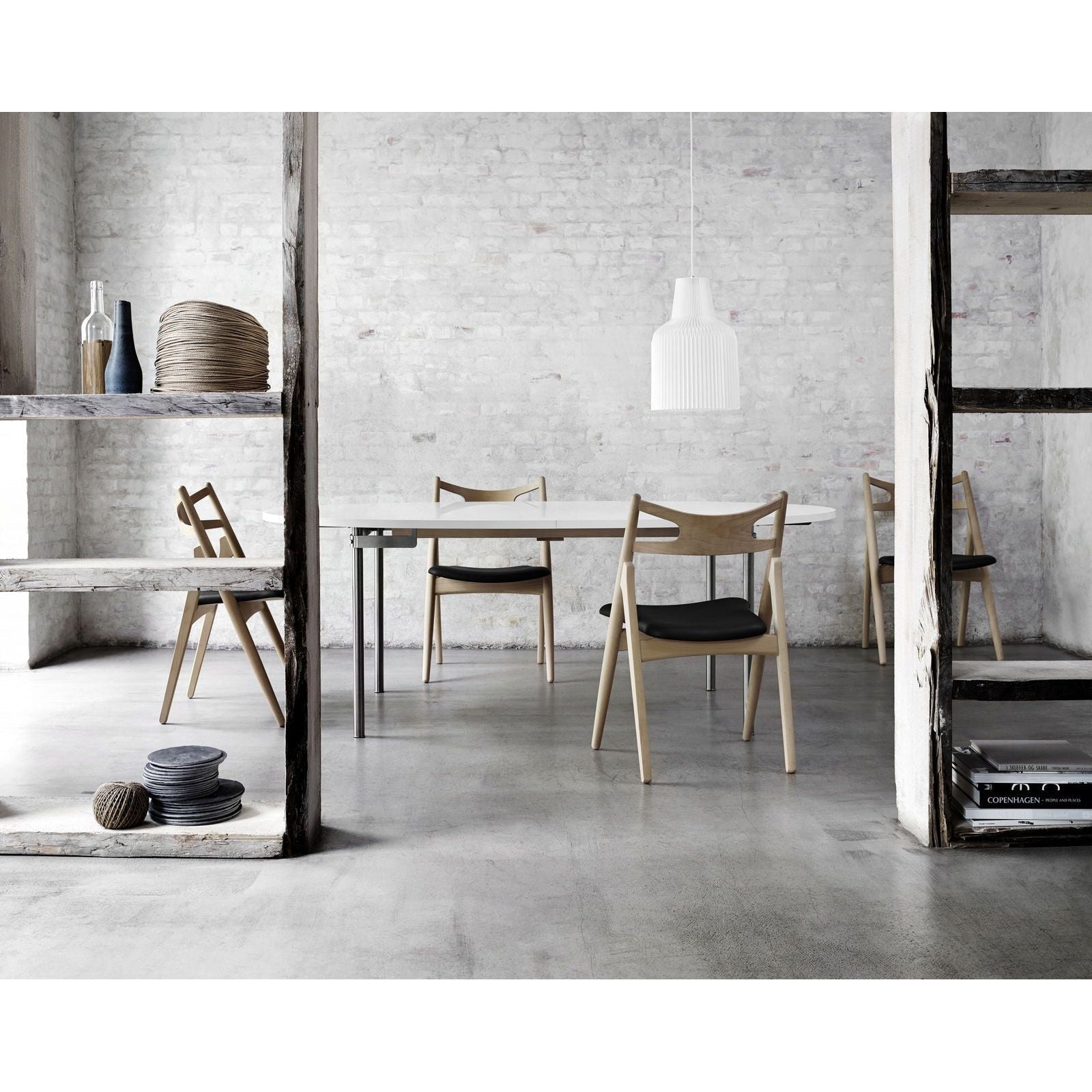 [product_category]-Carl Hansen Ch29 P Sawbuck Chair, Soaped Oak/Black Leather-Carl Hansen-5714413471832-CH29P-thor301-oaksoaped-CAR-3