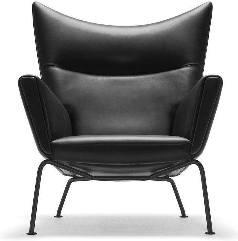 [product_category]-Carl Hansen Ch445 Wing Chair, Steel/Black Leather-Carl Hansen-CH445-thor301-powdercoatedsteel-CAR-1