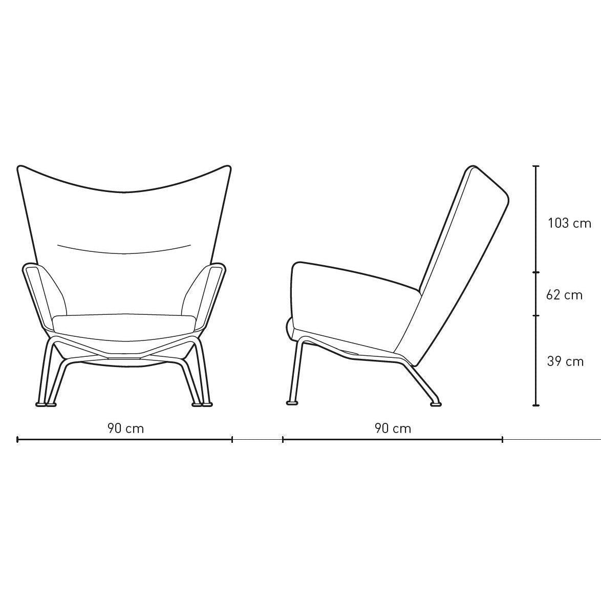 [product_category]-Carl Hansen Ch445 Wing Chair, Steel/Black Leather-Carl Hansen-CH445-thor301-powdercoatedsteel-CAR-4