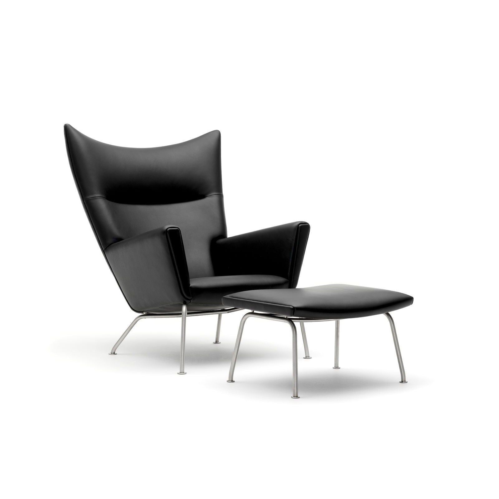 [product_category]-Carl Hansen Ch446 Footstool, Black Leather-Carl Hansen-CH446-thor301-stainlesssteal-CAR-2