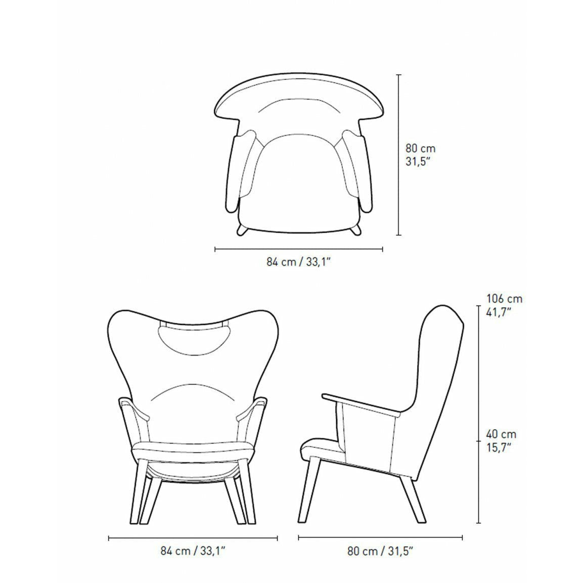 [product_category]-Carl Hansen Ch78 Mama Bear Lounge Chair, Oak Oil/Black Fiord 0191-Carl Hansen-CH7866-CAR-4
