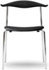 Carl Hansen Ch88 P Chair, Black Beech/Black Leather/Chromed