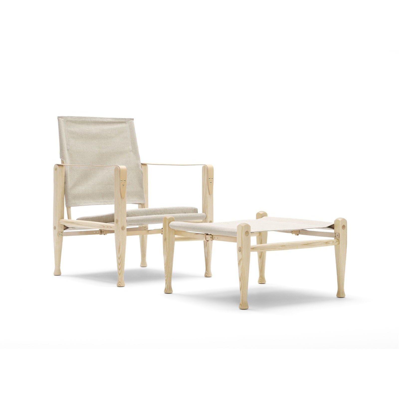 [product_category]-Carl Hansen Kk97170 Safari Footstool, Oiled Ash/Natural-Carl Hansen-5714413938588-CHKK97170-naturalcanvas-oiledash-CAR-2