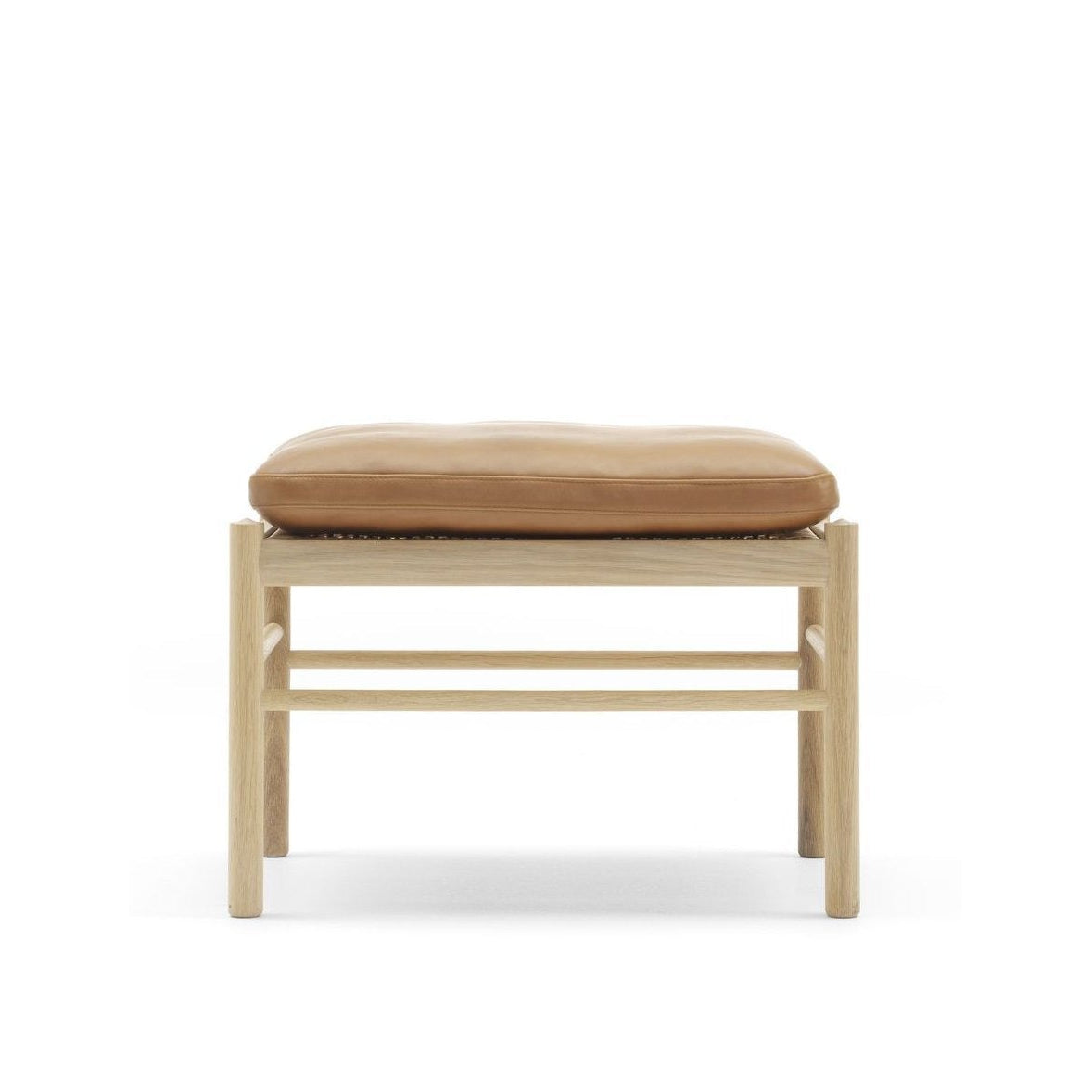 [product_category]-Carl Hansen Ow149 F Colonial Footstool, Soaped Oak/Brown Leather-Carl Hansen-CHOW149F-sif95-soapedoak-CAR-2