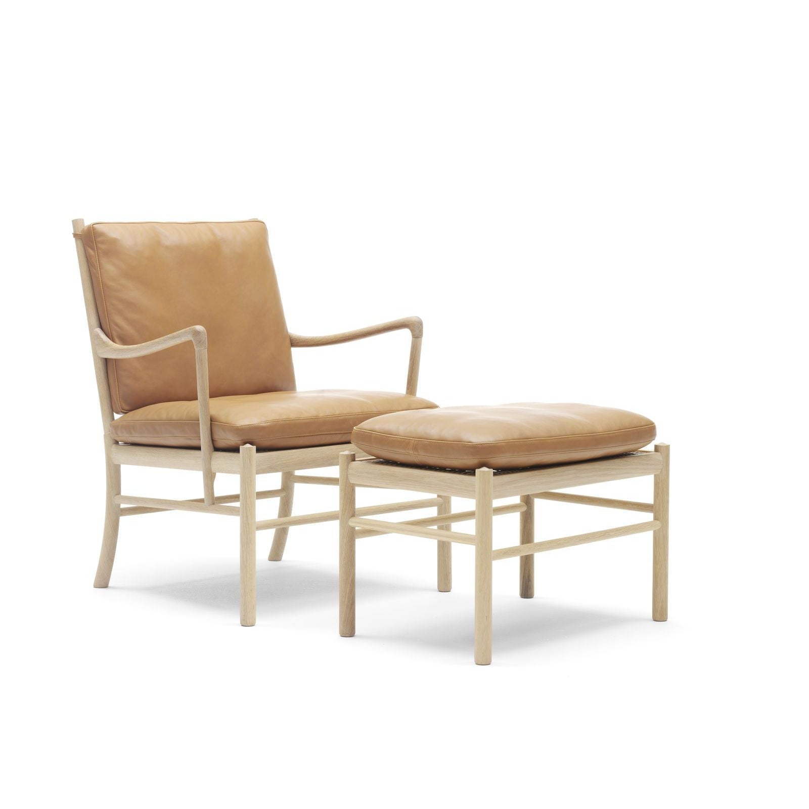 [product_category]-Carl Hansen Ow149 F Colonial Footstool, Soaped Oak/Brown Leather-Carl Hansen-CHOW149F-sif95-soapedoak-CAR-4