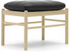 Carl Hansen Ow149 F Footstool For Colonial Chair, Oiled Oak/Black Leather