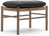 Carl Hansen Ow149 F Footstool For Colonial Chair, Oiled Walnut/Black Leather