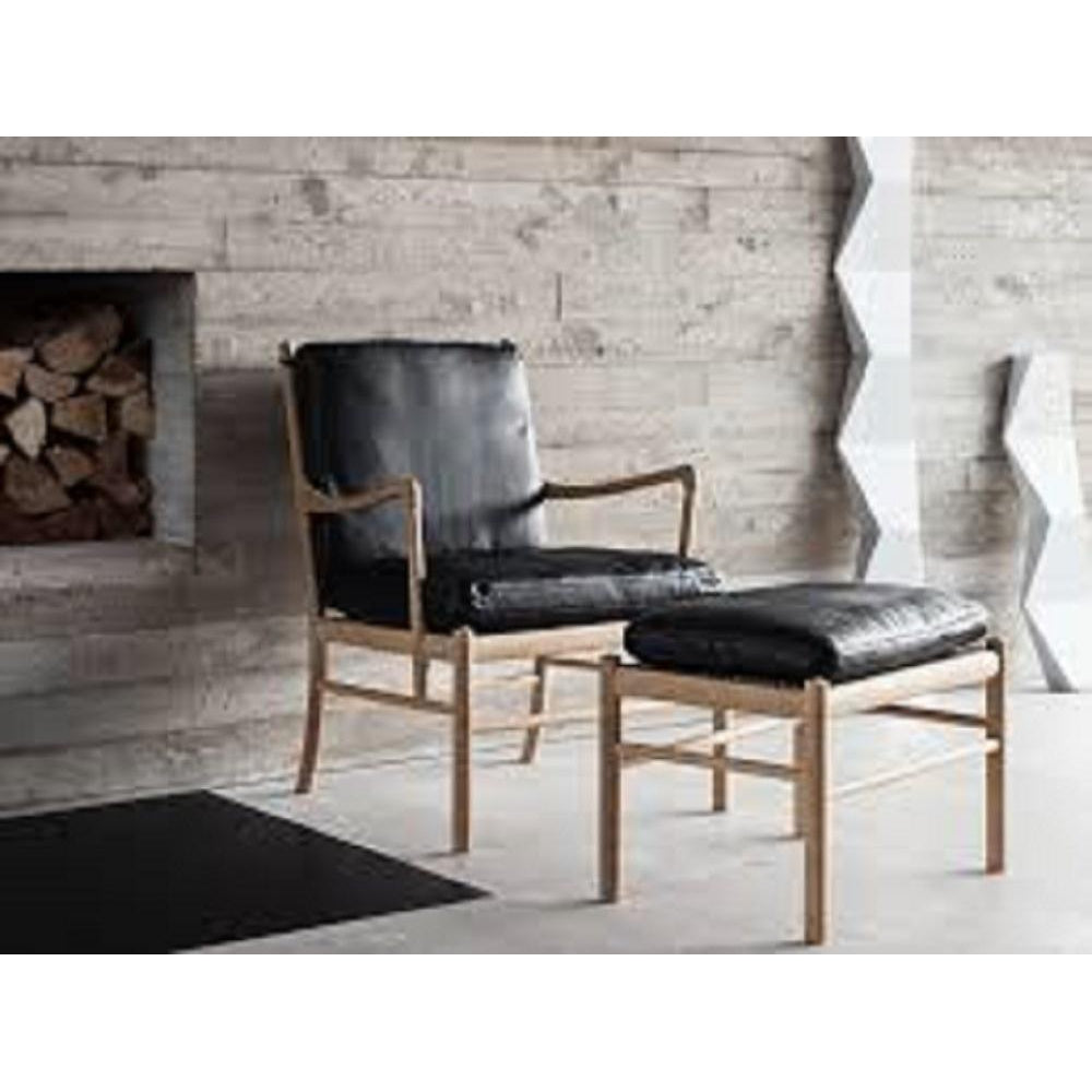 [product_category]-Carl Hansen Ow149 F Footstool For Colonial Chair, Oiled Walnut/Black Leather-Carl Hansen-ow149f-thor301-oiledwalnut-CAR-3
