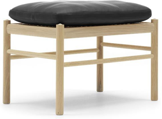 [product_category]-Carl Hansen Ow149 F Footstool For Colonial Chair, Soaped Oak/Black Leather-Carl Hansen-ow149f-thor301-soapedoak-CAR-1