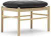 Carl Hansen Ow149 F Footstool For Colonial Chair, Soaped Oak/Black Leather