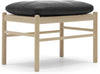 Carl Hansen Ow149 F Footstool For Colonial Chair, White Oil Oak/Black Leather