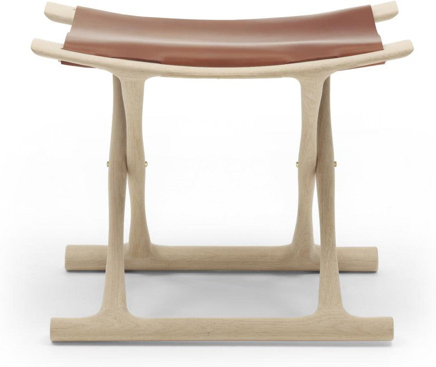 [product_category]-Carl Hansen Ow2000 Egyptian Stool, Soaped Oak/Natural Leather-Carl Hansen-ow2000-natursaddle-soapedoak-CAR-1