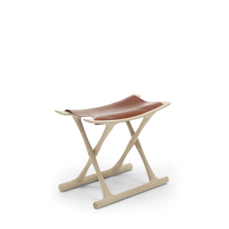 [product_category]-Carl Hansen Ow2000 Egyptian Stool, Soaped Oak/Natural Leather-Carl Hansen-ow2000-natursaddle-soapedoak-CAR-2