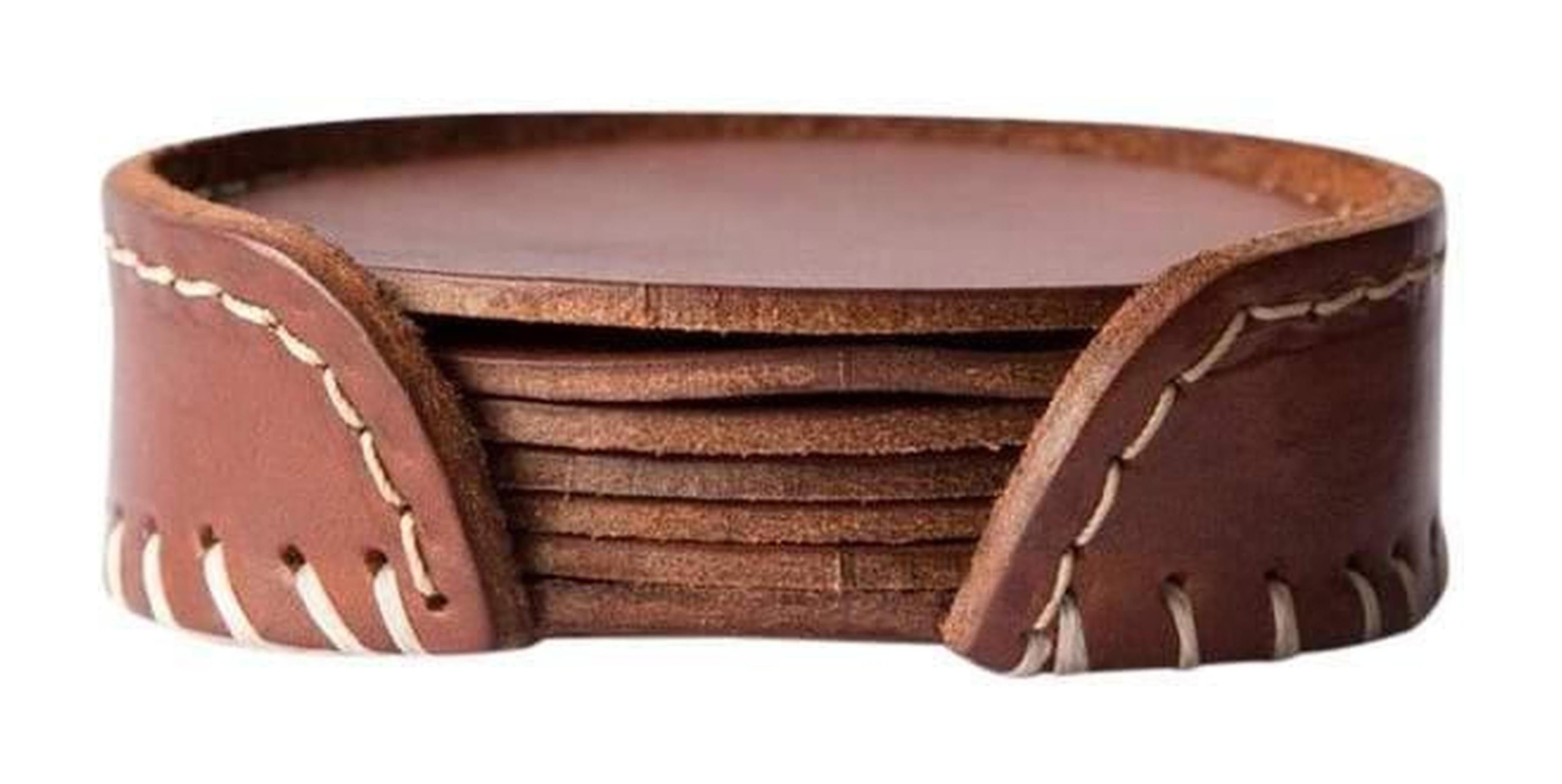 [product_category]-Cuero Pampa Coaster Set, Oak-Cuero-7340172617235-x81171-CUE-1