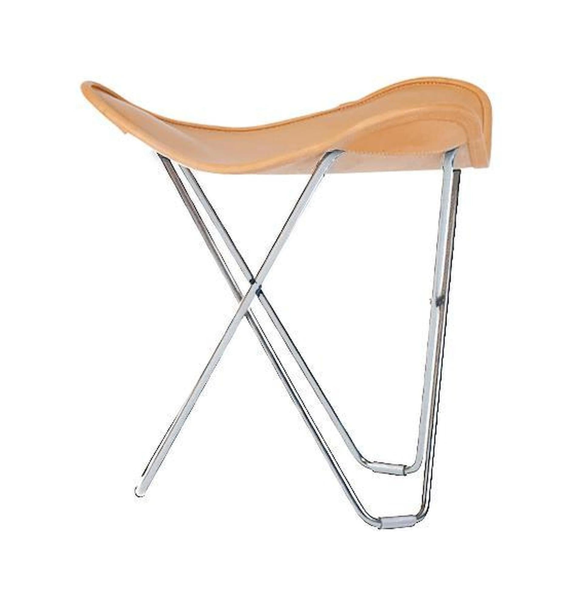 [product_category]-Cuero Pampa Flying Goose Stool, Crude Nature/Chrome-Cuero-7340172614470-1447-CUE-1