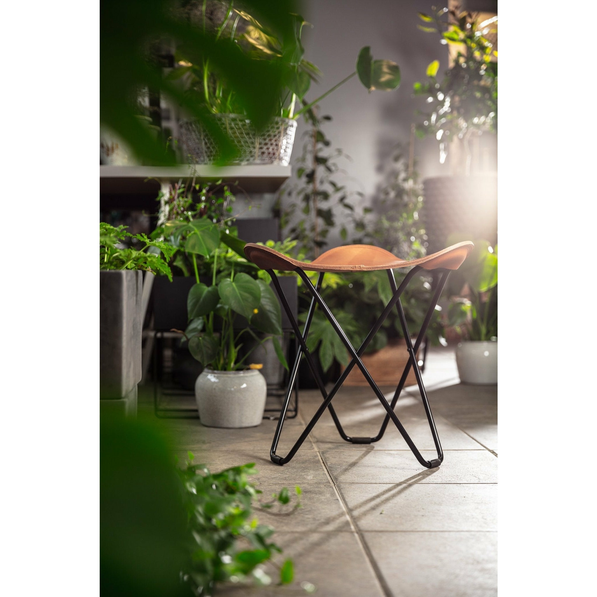 [product_category]-Cuero Pampa Flying Goose Stool, Crude Nature/Chrome-Cuero-7340172614470-1447-CUE-2
