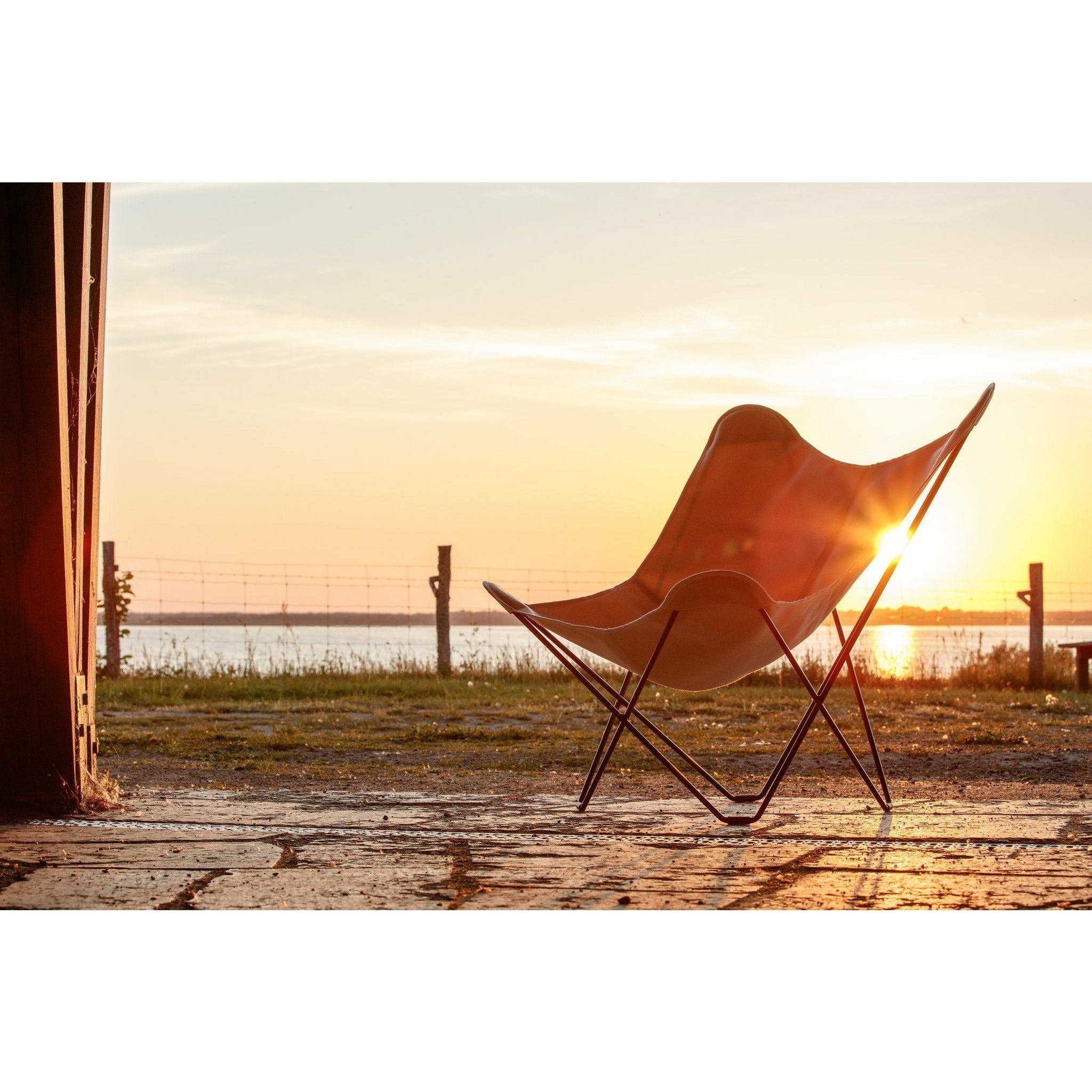 [product_category]-Cuero Sunshine Mariposa Butterfly Chair, Oyster/Black Outdoor Frame-Cuero-7340172619048-1904-CUE-3