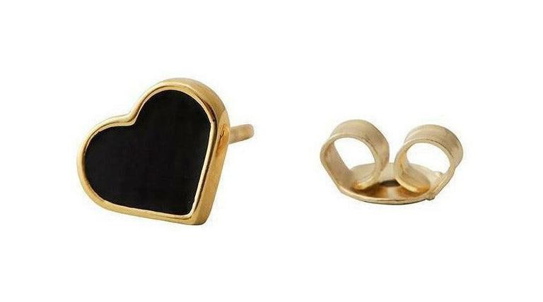 [product_category]-Design Letters Earring's Enamel Heart, Black/Gold-Design Letters-5710498173128-90401002GOLD-DES-1
