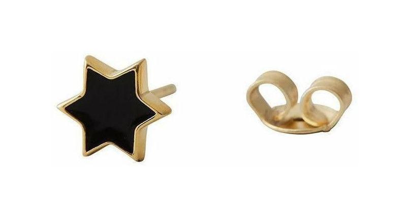 [product_category]-Design Letters Earring's Enamel Star, Black/Gold-Design Letters-5710498173418-90401005GOLD-DES-1