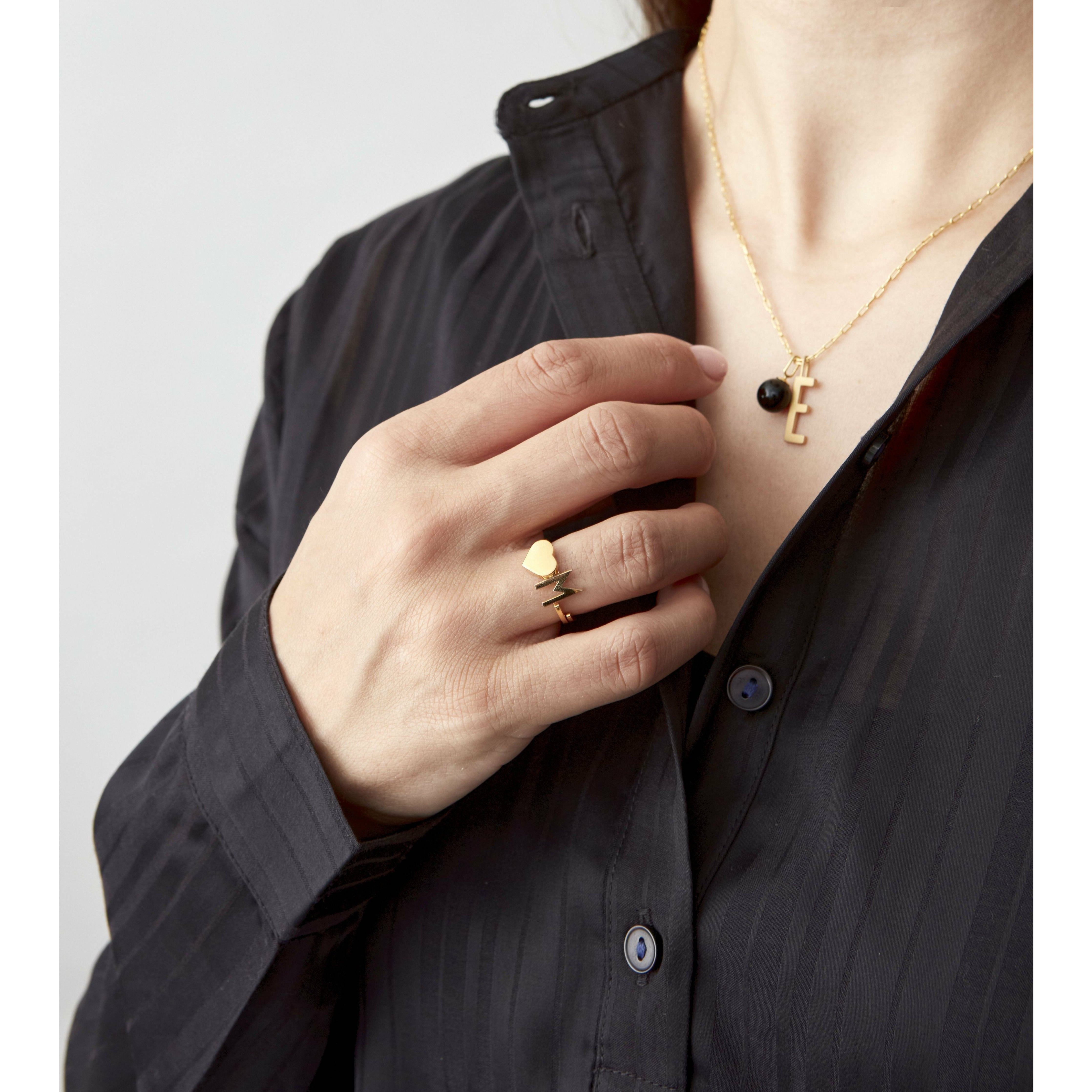 [product_category]-Design Letters Stone Drop Pendant 8mm 18k Gold Plated Silver, Black Agate-Design Letters-5710498189365-90302021BLACKAGATE-DES-2