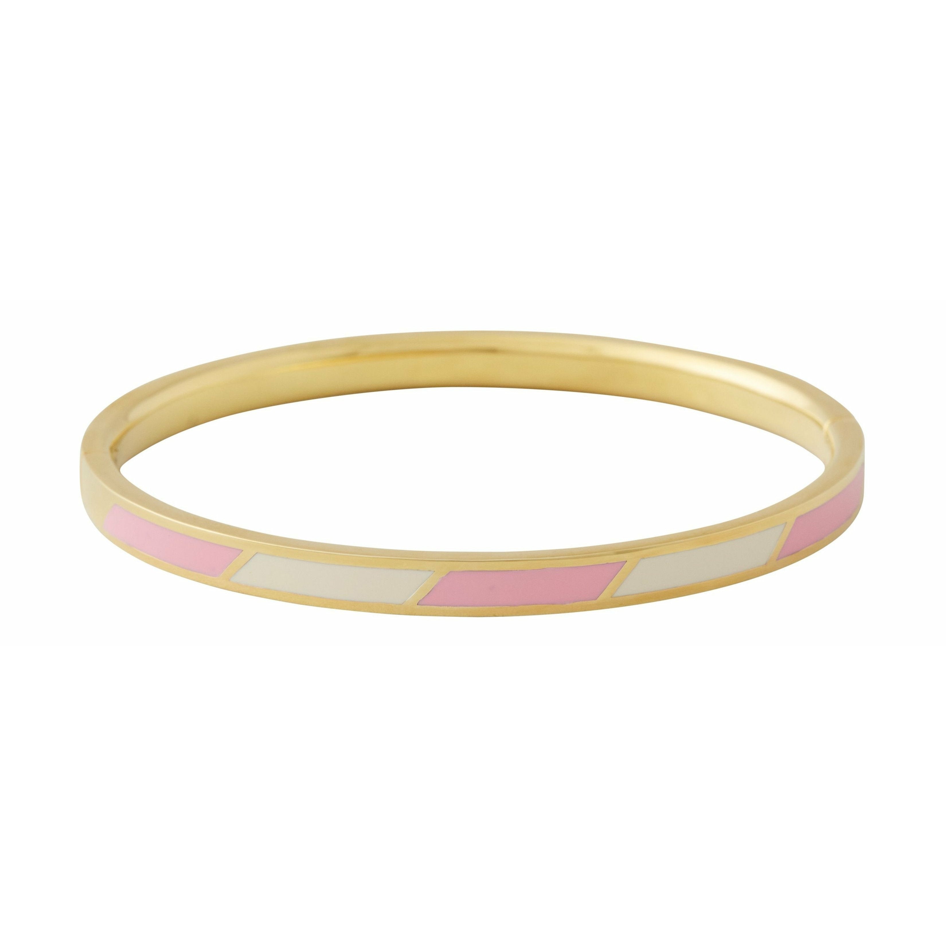 [product_category]-Design Letters Striped Candy Bracelet Brass Gold Platted, Pink/White-Design Letters-5710498189181-90502003PINKWHITE-DES-1