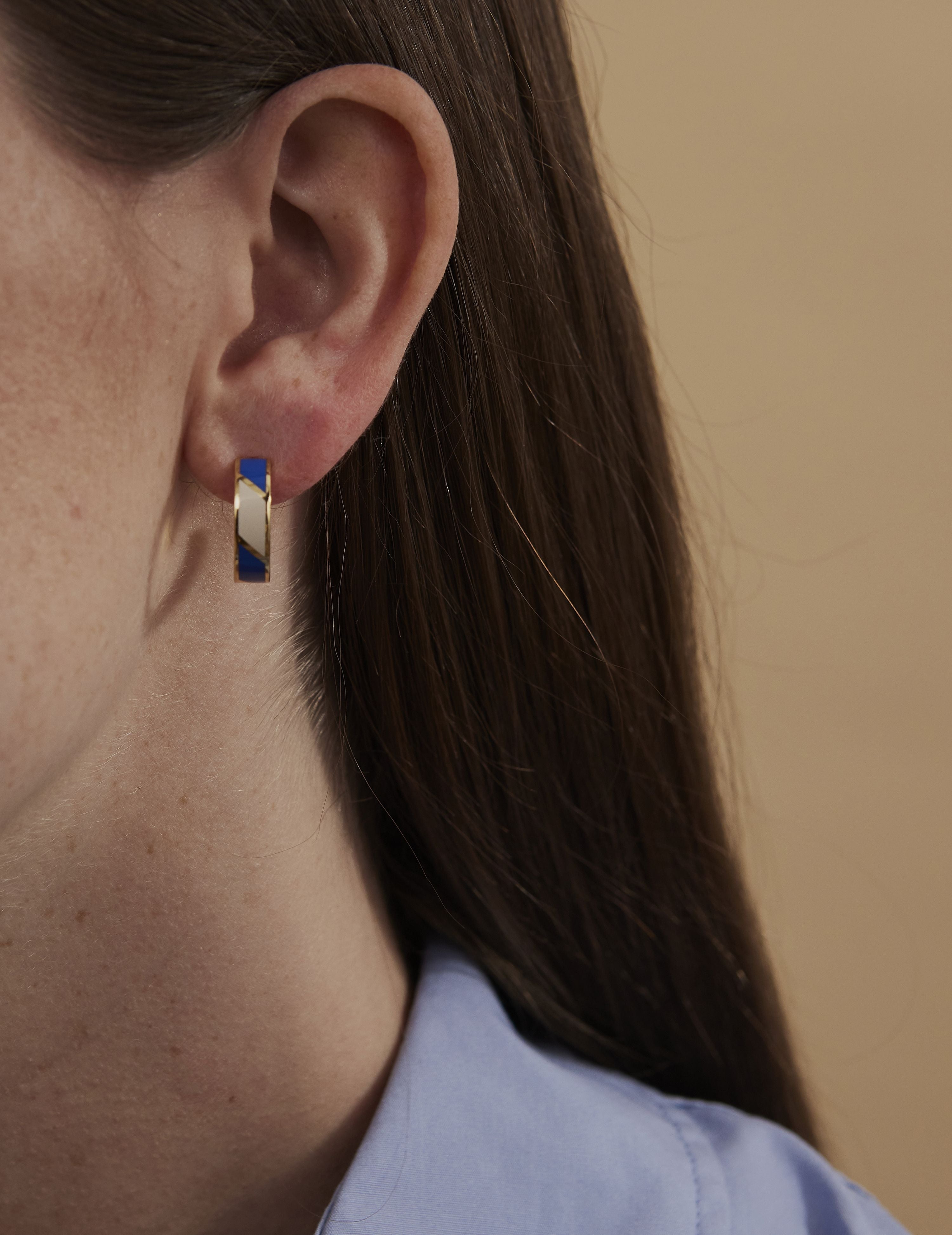 [product_category]-Design Letters Striped Candy Earrings 16mm 2 P Cs, Cobalt Blue/White-Design Letters-5710498192983-90403013COBAWHITE-DES-2