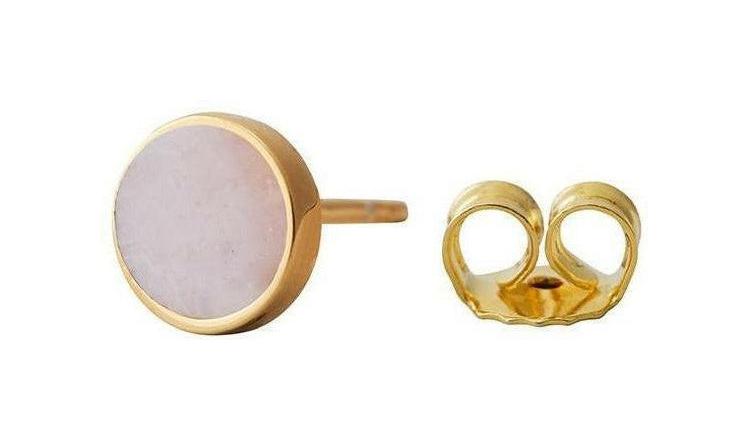 [product_category]-Design Letters Stud Earrings, Pink Opal, Gold Plated-Design Letters-5710498173111-90401003GOLD-DES-1