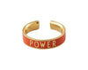 Design Letters Word Candy Ring Power Brass Gold Platted, Orange