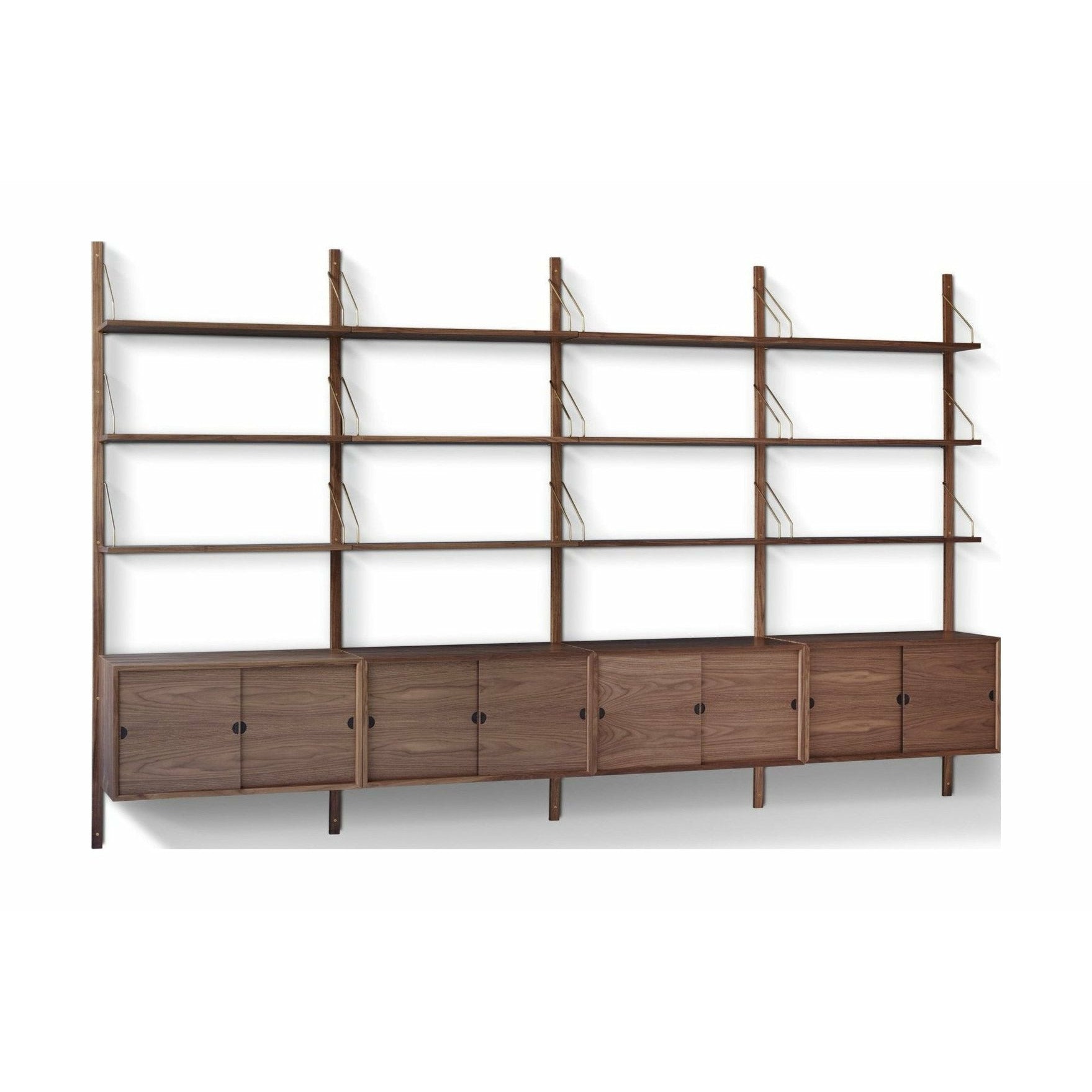 [product_category]-Dk3 Royal System Shelf Walnut Oiled/Brass, 30x323x213 Cm-DK3-ROYAL-H200-B323-WALNUT-D30-BRASS-DK3-1