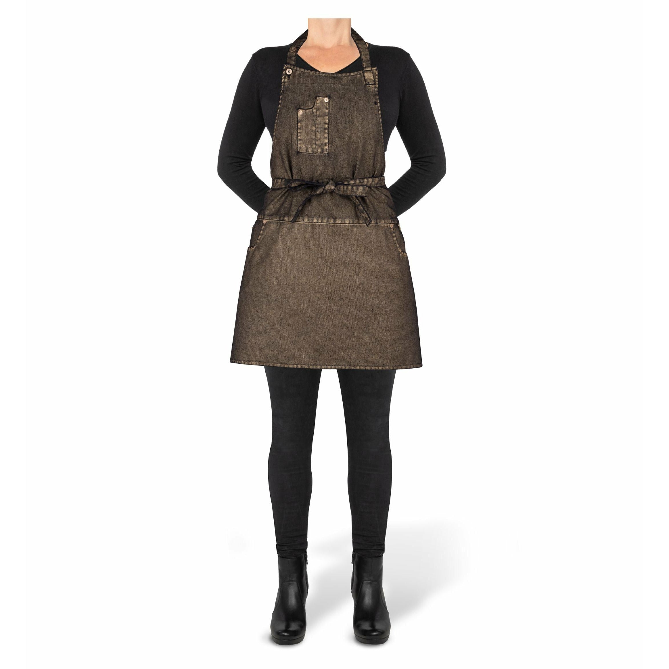 Dutchdeluxes Five Pocket Apron Slim Fit, Goldish Black