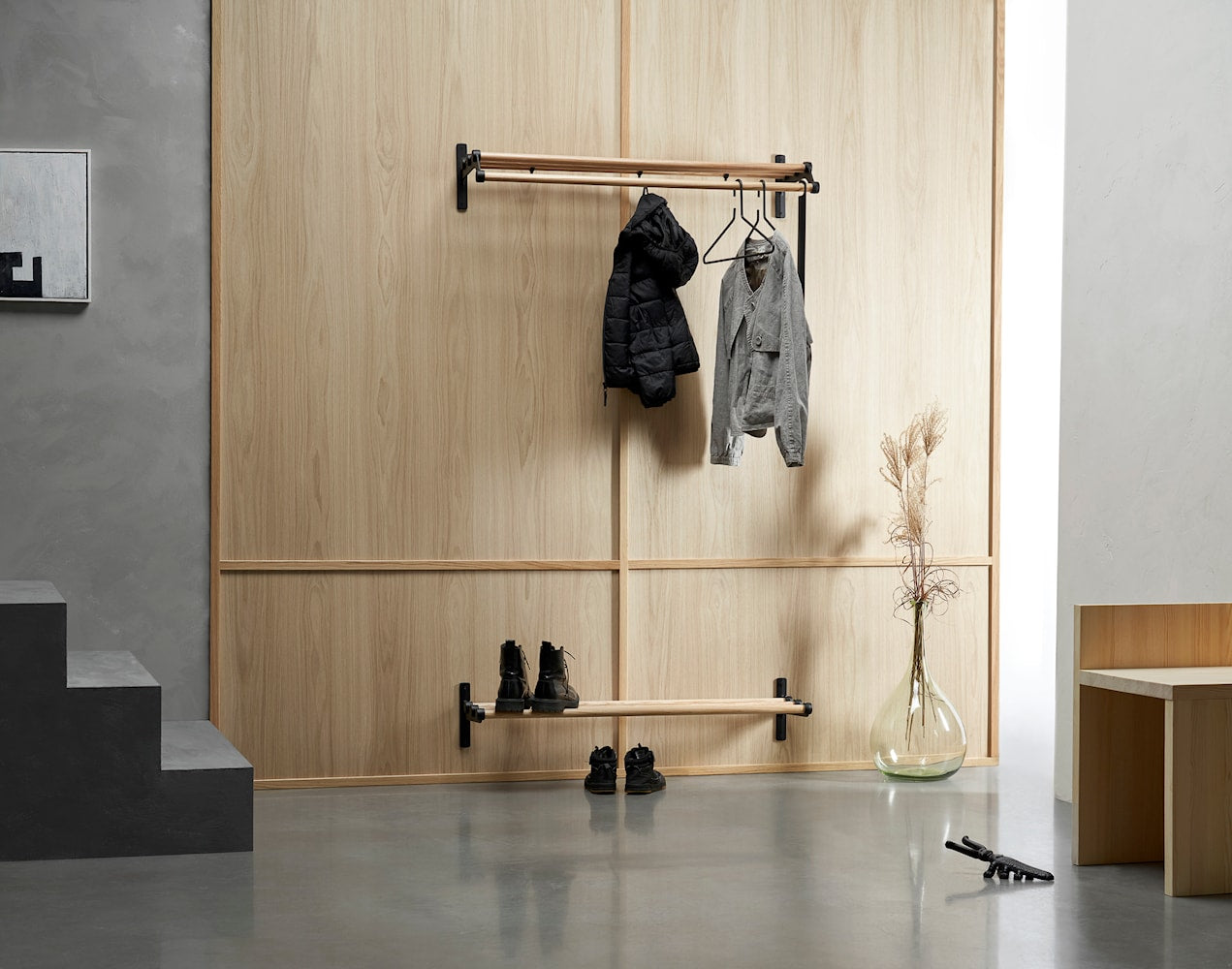 [product_category]-Essem Design Nostalgi 291 Hat Shelf, Walnut/Aluminium-Essem Design-7392157018131-080291-ESS-4