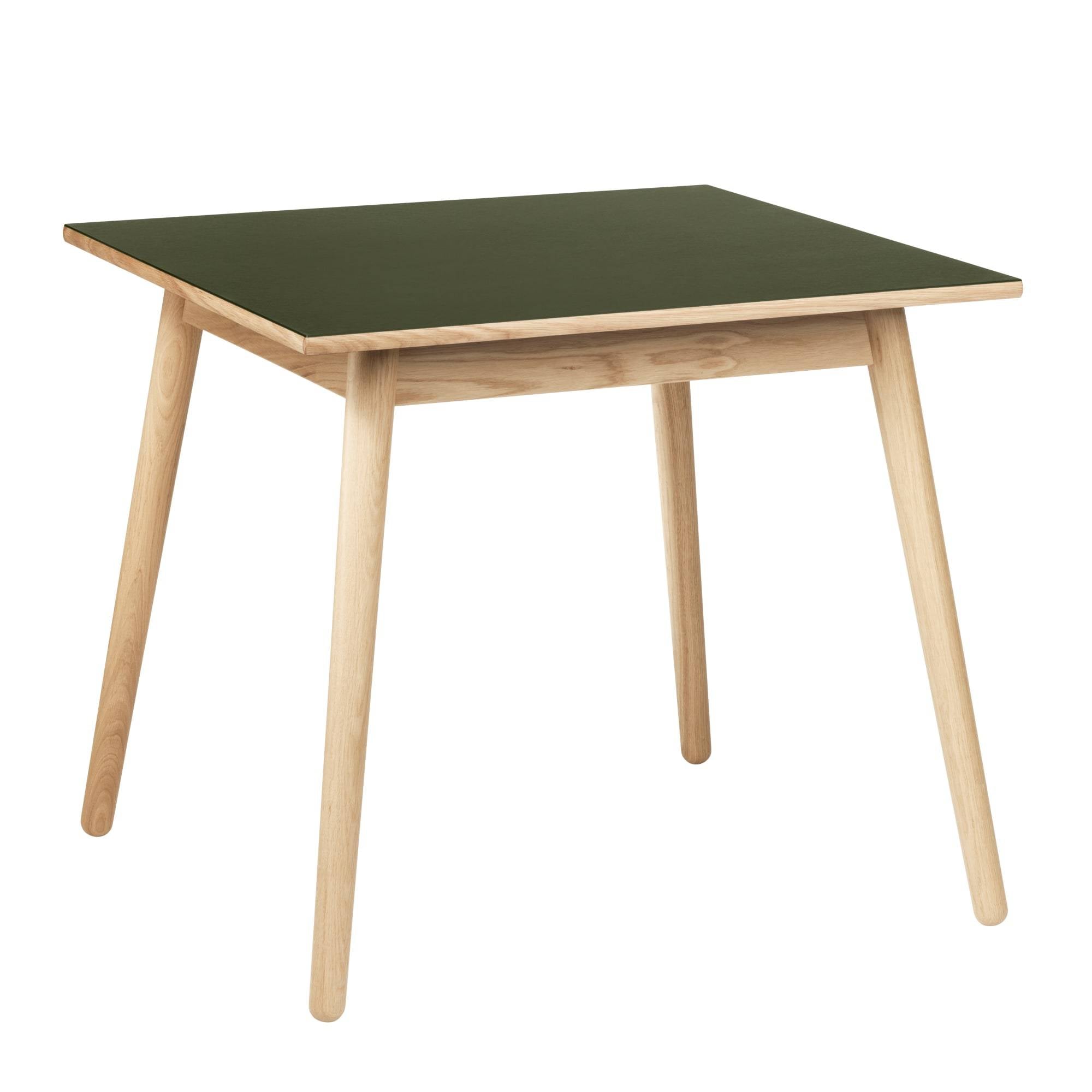 FDB Møbler C35 Spisebord Oak, Olive Linoleum Table Top, 82x82cm