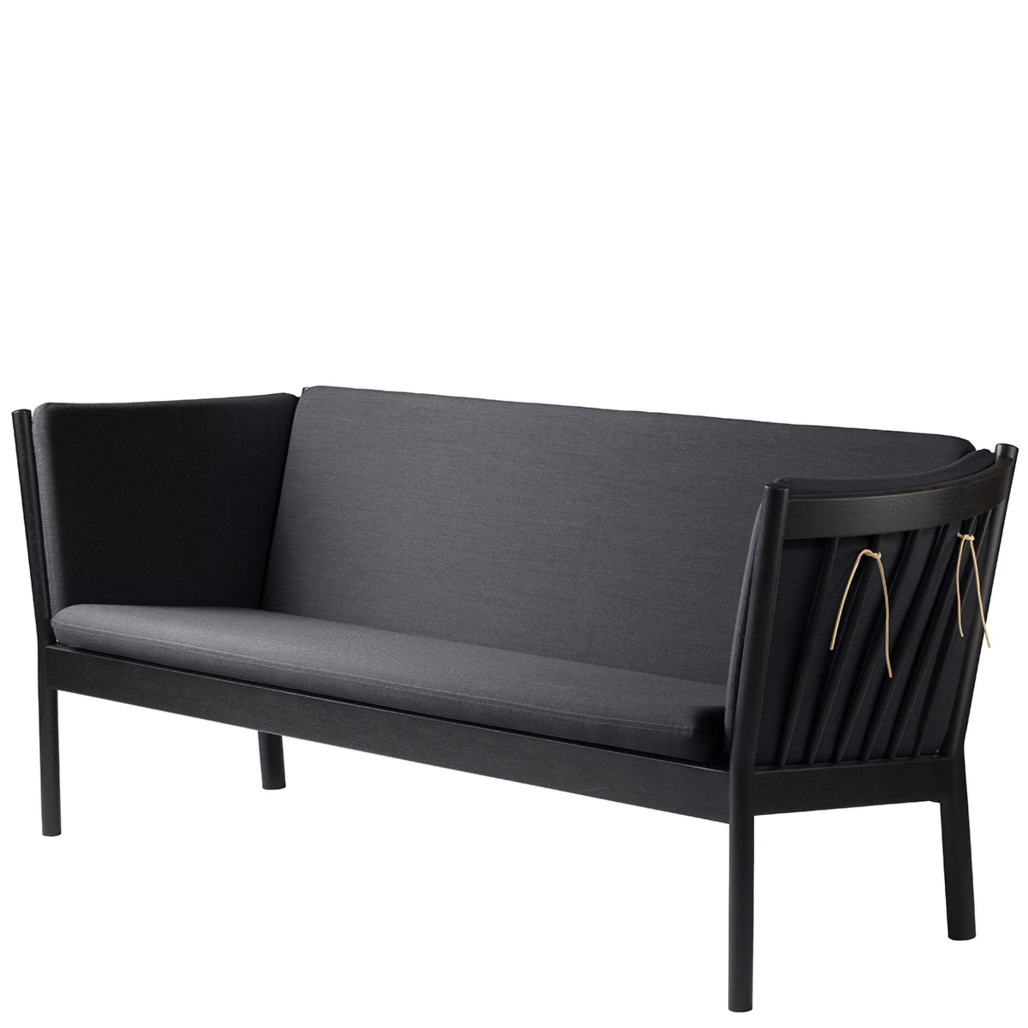 Fdb Møbler J149 3 Person Sofa, Black Oak, Dark Grey Fabric