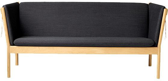 Fdb Møbler J149 3 Person Sofa, Oak, Dark Grey Fabric