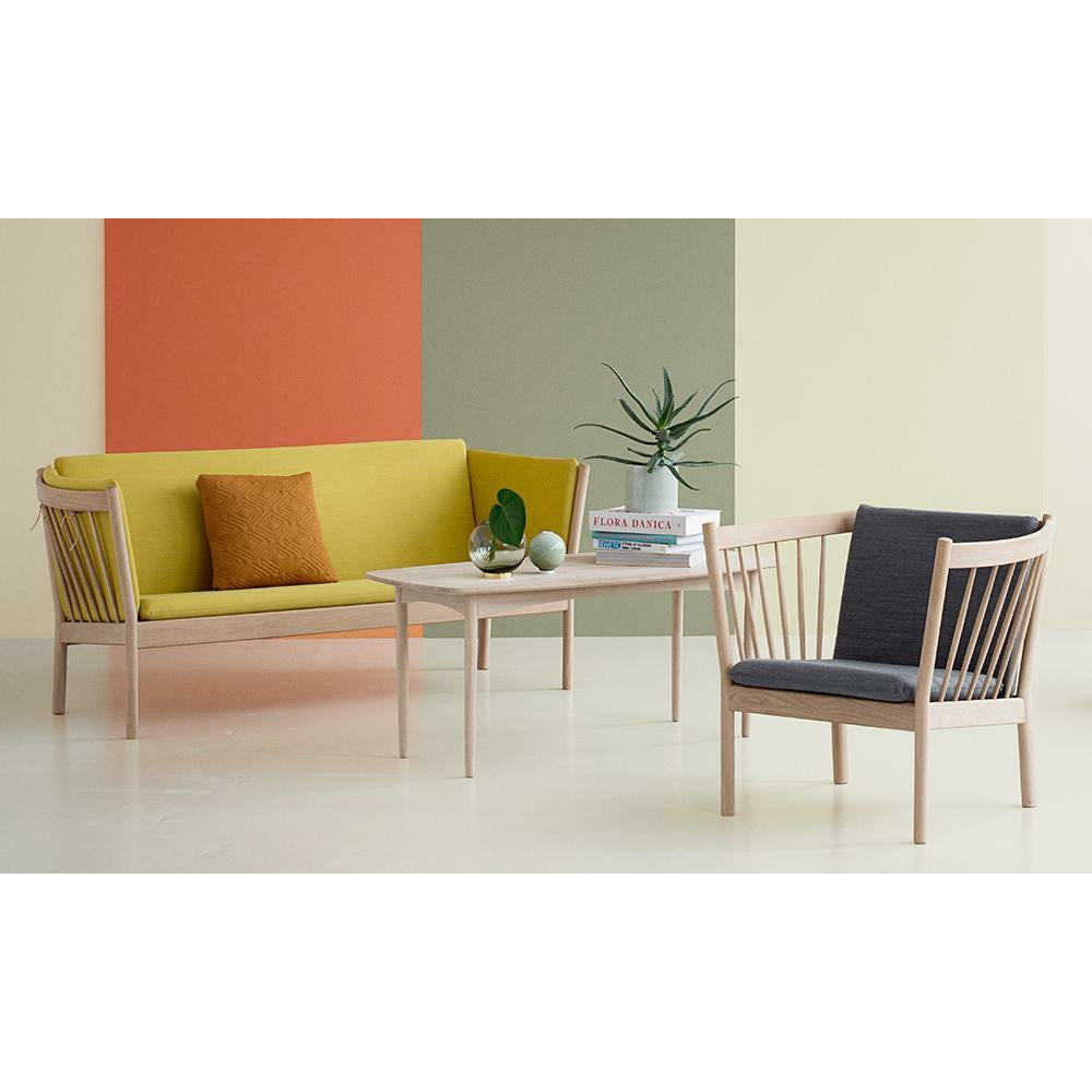 Fdb Møbler J149 3 Person Sofa, Oak, Dark Grey Fabric